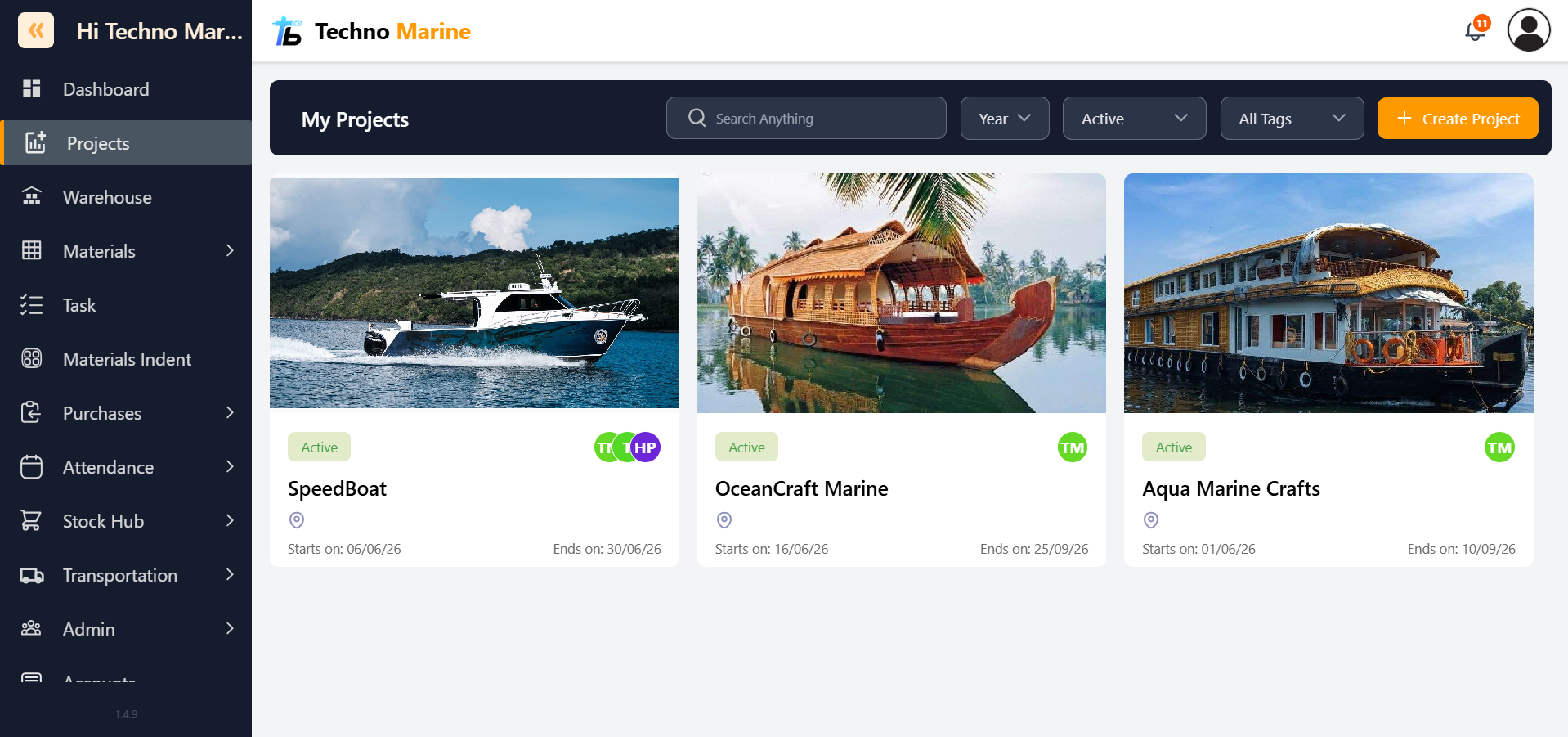 New Project Dashboard